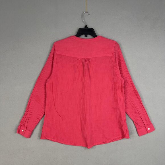 Mote Shirt Womens 2XL Pink Hot Bright Fuchsia Gauze Coastal Resort Vacation Fem - Picture 5 of 14